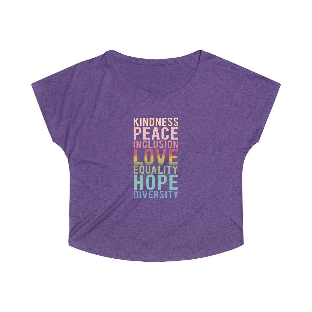 PEACE + LOVE + HOPE Women's Tri-Blend Dolman-T-Shirt-ARC Designs