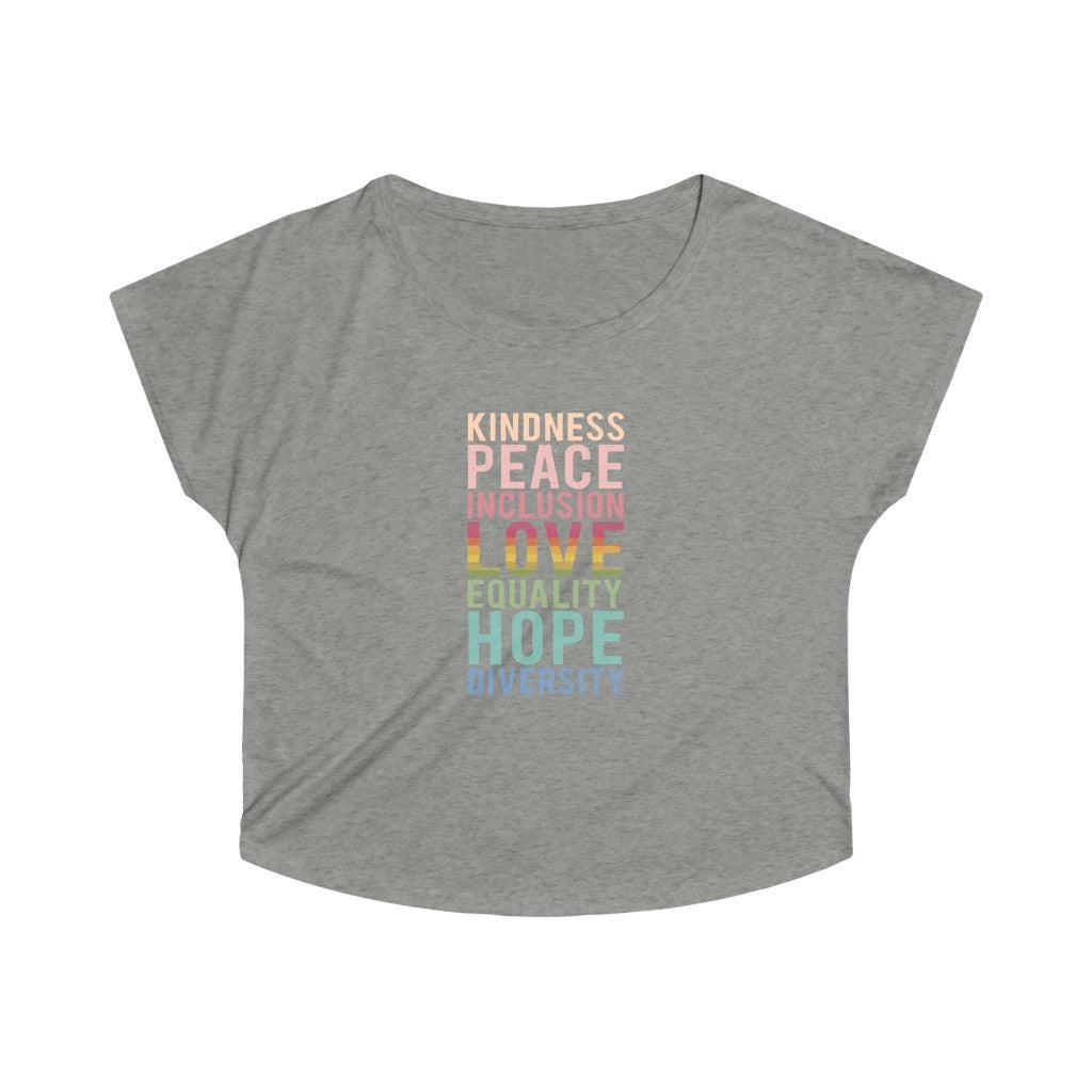 PEACE + LOVE + HOPE Women's Tri-Blend Dolman-T-Shirt-ARC Designs