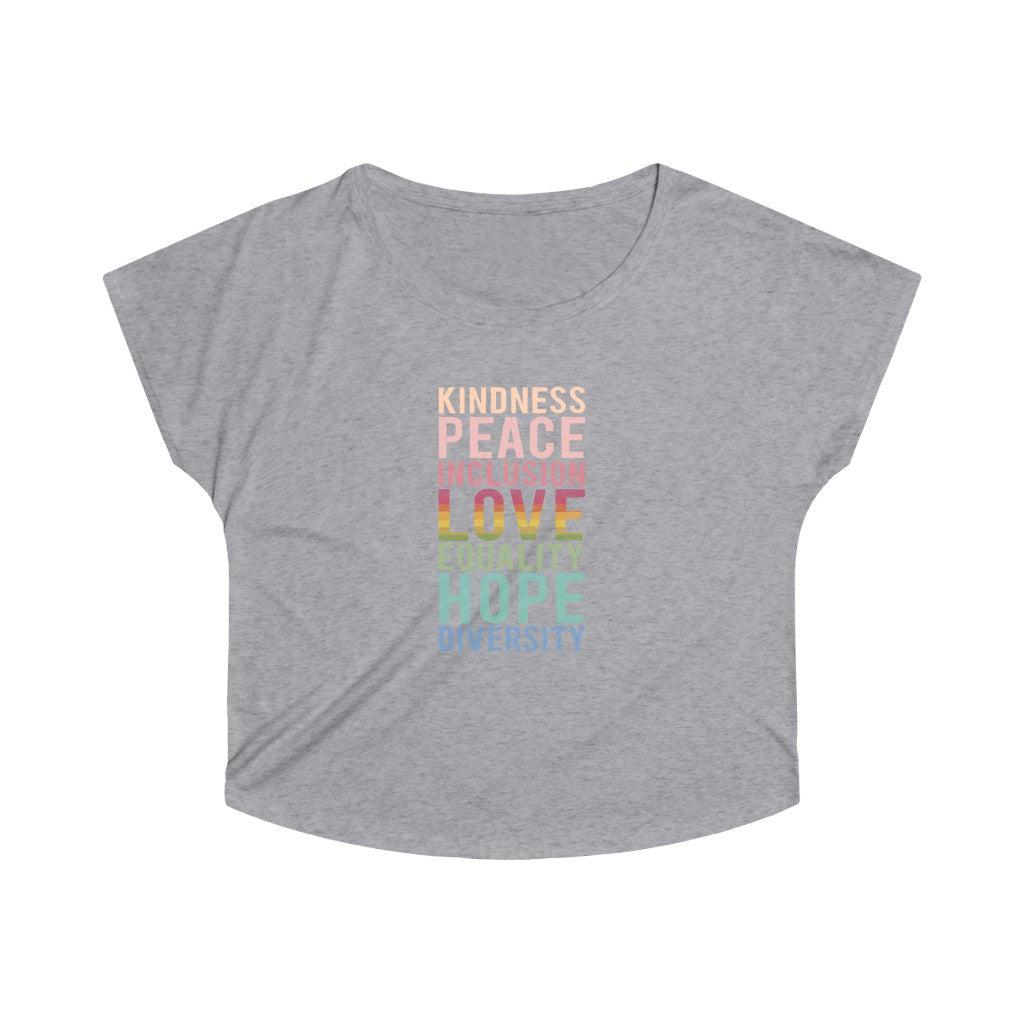 PEACE + LOVE + HOPE Women's Tri-Blend Dolman-T-Shirt-ARC Designs