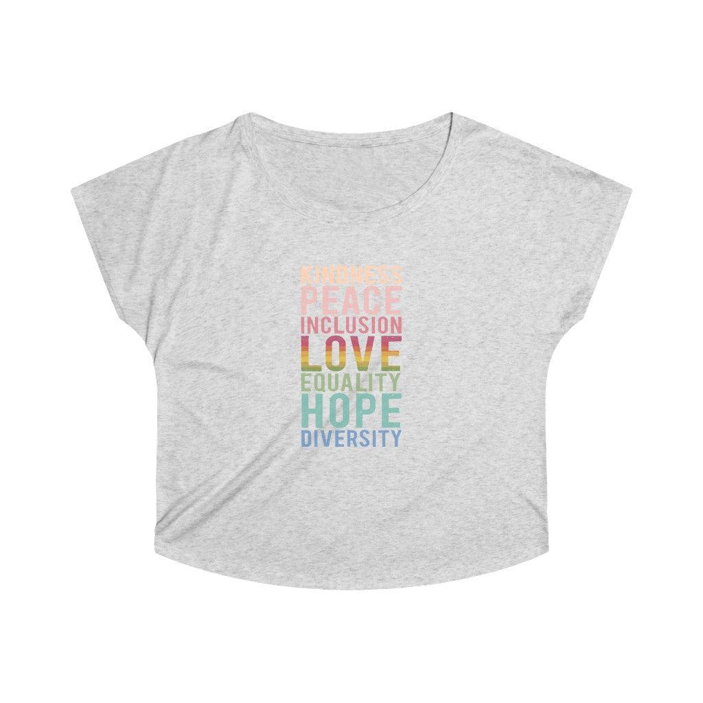 PEACE + LOVE + HOPE Women's Tri-Blend Dolman-T-Shirt-ARC Designs