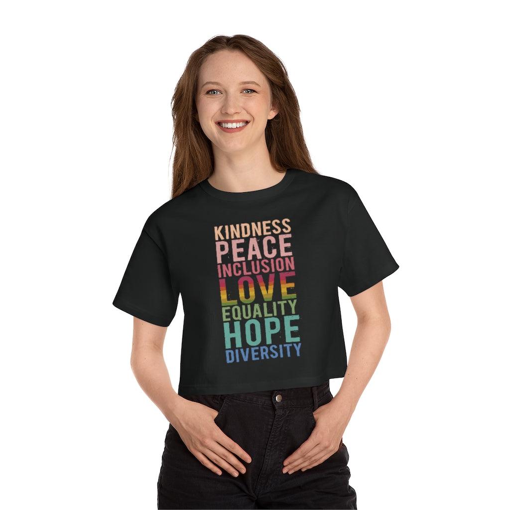 Peace + Love + Hope Champion Cropped Tee-T-Shirt-ARC Designs