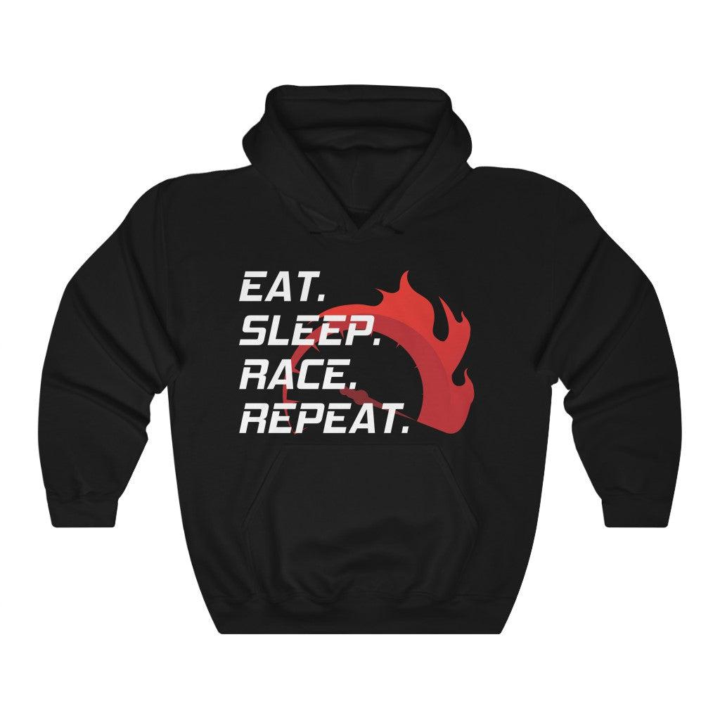 EAT. SLEEP. RACE. REPEAT. HOODIE.