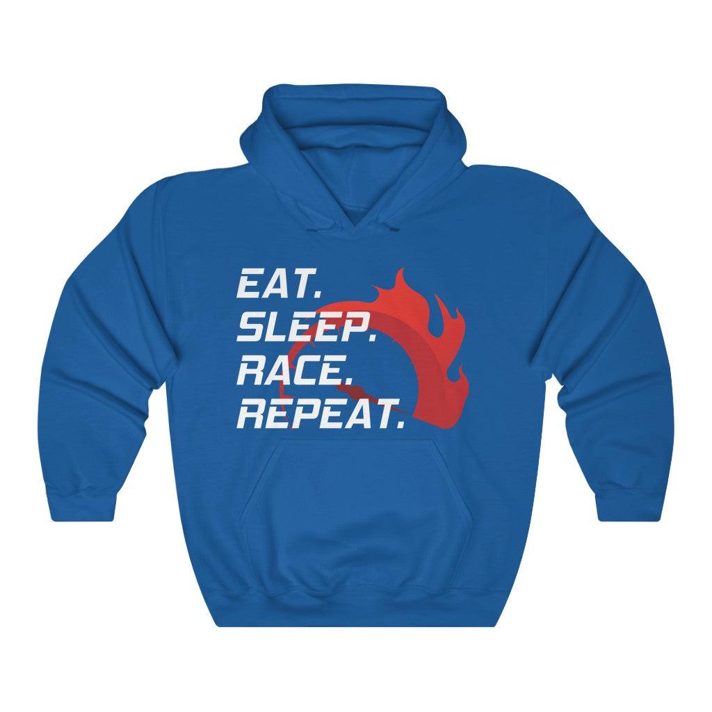 EAT. SLEEP. RACE. REPEAT. HOODIE.