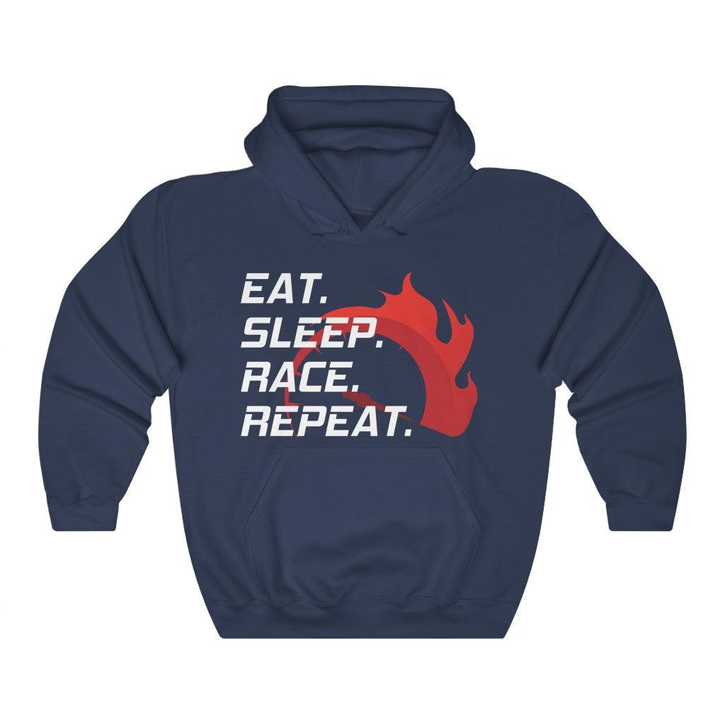 EAT. SLEEP. RACE. REPEAT. HOODIE.