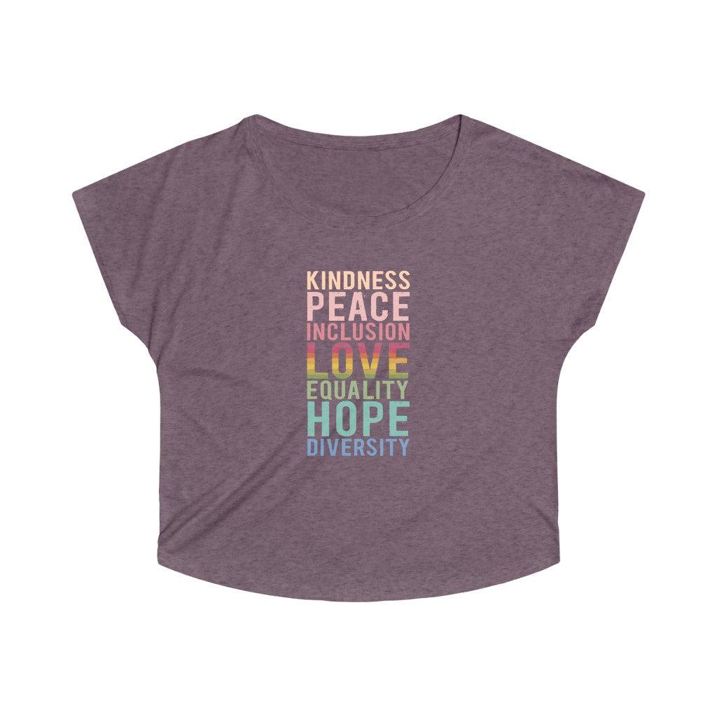 PEACE + LOVE + HOPE Women's Tri-Blend Dolman-T-Shirt-ARC Designs